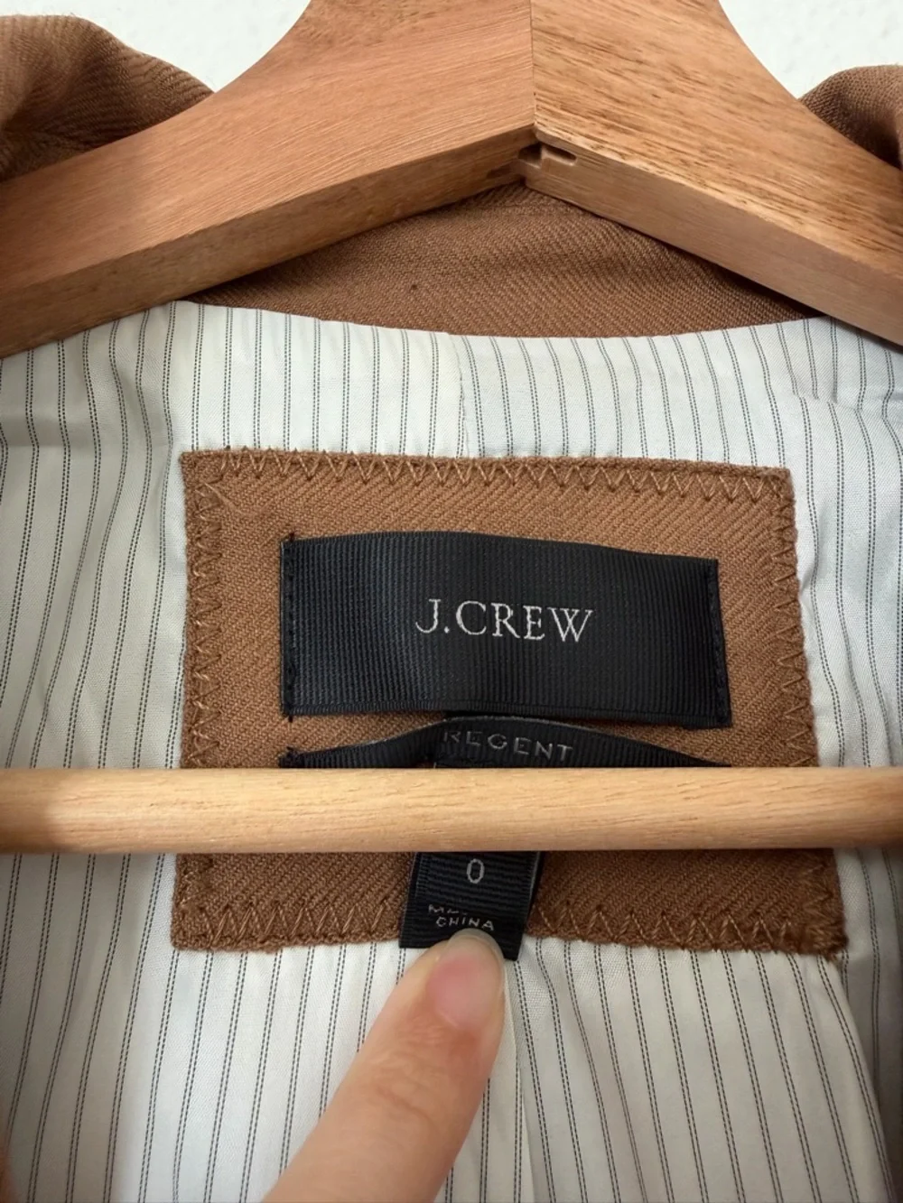 J. Crew Regent Wool Stretch Blazer Camel Brown Tan B0323 Size 0 Office Neutral